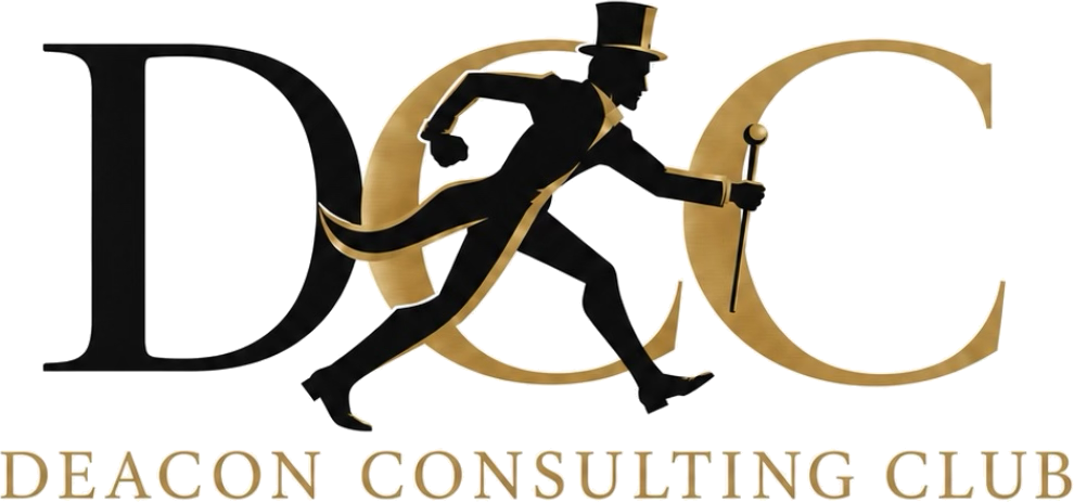 Deacon Consulting Club logo, DCC monogram with the Demon Deacon
